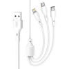 XO kabelis NB230 3w1 USB - Lightning + USB-C + microUSB 1,0m 2,4A baltos spalvos