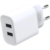 XO sieninis įkroviklis CE02C 2x USB 2,1A baltas + microUSB laidas