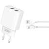 XO sieninis įkroviklis CE02C 2x USB 2,1A baltas + Lightning laidas