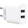 XO laidinis įkroviklis CE02C 2x USB 2,1A baltos spalvos + USB-C kabelis