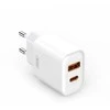 XO laidinis įkroviklis CE12 PD QC 3.0 20W 1x USB 1x USB-C baltos spalvos