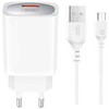 XO laidinis įkroviklis CE19 QC 18W 1x USB baltos spalvos + kabelis microUSB
