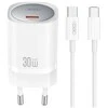 XO sieninis įkroviklis CE20 PD 30W 1x USB-C baltas + laidas USB-C – USB-C