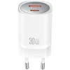 XO laidinis įkroviklis CE21 PD 30W 1x USB-C 1x USB baltos spalvos
