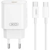 XO sieninis įkroviklis CE25 PD 25W 1x USB-C baltas + laidas USB-C – USB-C
