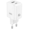 XO sieninis įkroviklis CE36 PD 45W 1x USB-C 1x USB baltas