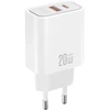 XO sieninis įkroviklis CE40 PD 20W 1x USB-C 1x USB baltas
