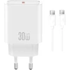 XO sieninis įkroviklis CE41 PD 30W 1x USB-C baltas + laidas USB-C – USB-C