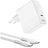 XPECT GaN 100W įkroviklis su 1.5m USB-C kabelis, baltos spalvos