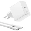XPECT GaN 45W įkroviklis su 1.5m USB-C kabelis – bulk pakuotė, baltos spalvos