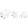 Belkin BoostCharge Pro 3 prievadų GaN įkroviklis 70 W su kelioninių adapterių rinkiniu – Baltas
