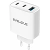 Evelatus 45W Max greitas įkroviklis EU USB-C1/USB-C1/USB-A Baltas