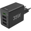 Hama 35W PD/QC 1x USB-C, 3x USB-A, juoda