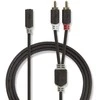 Nedis Stereo Audio kabelis 2x RCA (M) - jack 3.5 mm (F) 0.20 m juoda