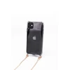 Dėklas Evelatus Apple iPhone 11 Pro Max Silicone Transparent with Necklace TPU Strap Gold