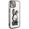 iLike Tylny pokrowiec Apple iPhone 15 Silikoninis dėklas Print Desire Rabbit Juodas ILIAPP15PDRPB