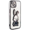 iLike Tylny pokrowiec Apple iPhone 15 Silikoninis dėklas Print Desire Rabbit Juodas ILIAPP15PDRPB