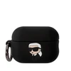 Apple AirPods Pro 2 Karl Lagerfeld silikoninis Karl Head 3D ausinių dėklas juodos spalvos