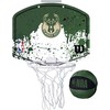 Mažojo krepšinio krepšys su skydu Milwaukee Bucks Wilson 29x29cm/Ø10cm komplekte kamuolys