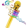 iWear M85 Karaoke Mikrofonu Bērniem un Pieaugušajiem Ar Efektu un Skaļruņiem &amp; Rekodu Micro SD USB Bluetooth Zeltains