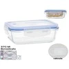Borosilikatinė pietų dėžutė su vožtuvu 370 ml, stačiakampė, 5,5 x 15,5 x 11,5 cm, KITCHEN&GO