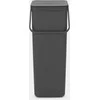 Brabantia „SORT & GO“ šiukšliadėžė, 40 l, stačiakampė, pilka, 267 mm, 341 mm, 620 mm