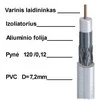 Cabletech Koaksialinis kabelis F690BV varinis 75om, Ø7.2mm, baltas