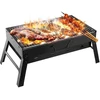 iLike GrillPapa Super Compact Barbeque Saliekamais Metāla Grils 36x29x6.8cm ideāls piknikam un kempingam Melns