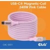 Club 3D USB-C į USB-C kabelis 2M/MAGNETINIS ROŽINIS CLUB3D
