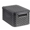 Plastikinė dėžė su dangčiu Style Box Rattan S Curver 6L/28.5x19.4x13cm tamsiai pilkas