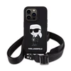 Karl Lagerfeld KLHCP15XSCBSKNK Apple iPhone 15 Pro Max 6.7″ kietas dėklas juodos spalvos Crossbody Silicone Ikonik
