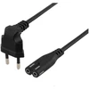 DELTACO kabelis, kampuotas CEE 7/16, tiesus IEC 60320 C7, 3m, juodas / DEL-109BF