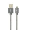 GEMBIRD CC-USB2S-AMLM-2M-BG Gembird Premium spiralinis metalinis 8 kontaktų įkrovimo ir duomenų kabelis, 2m, metalinis-pilkas
