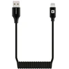 Kabelis USB Evelatus AutoSpring Coiled Cable USB A to Lightning 1.2M cable Juodas (TKCB-746AL1WH)