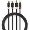 Nedis Stereo Audio kabelis 2x RCA (M) - 2x RCA (F) 2.00 m juoda