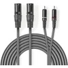 „Nedis“ subalansuotas garso kabelis 2x XLR 3 kontaktų (M) - 2x RCA (M) 1,50 m, tamsus pjūklo dantų formos