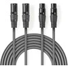 „Nedis“ subalansuotas garso kabelis 2x XLR 3 kontaktų (M) - 2x XLR 3 kontaktų (F) 5,00 m tamsiai mėlynas