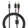 Kabelis Nedis Aux Audio Cable 3.5 mm -> 2x RCA 0.5m Juodas