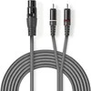 „Nedis“ subalansuotas garso kabelis XLR 3 kontaktų (F) - 2x RCA (M) 3,00 m, tamsus pjūklo dantų formos