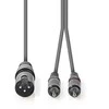 „Nedis“ subalansuotas garso kabelis XLR 3 kontaktų (M) - 2x RCA (M) 1,50 m, tamsiai pilkas