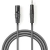 „Nedis“ subalansuotas garso kabelis XLR 3 kontaktų (F) - 3,5 mm lizdas (M) 3,00 m, tamsus pjūklo dantų raštas
