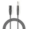 „Nedis“ subalansuotas garso kabelis XLR 3 kontaktų (M) - 6,35 mm lizdas (M) 3,00 m, tamsus pjūklo dantų raštas