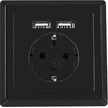 LANBERG AC-WS01-USB2-F-B AC sieninis lizdas schuko su 2 prievadų USB įkrovikliu Juodas