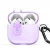 4kom.pl Dėklas na ausinės Dux Ducis Apple AirPods 4 PECL Series PC+TPU Cover su karabinu Violetinė
