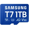 „Samsung T7 Micro SD“ atminties kortelė, 1 TB, skirta išmaniesiems telefonams, planšetiniams kompiuteriams ir nešiojamiesiems konsolėms, nuskaitymo greitis – 170 MB/s.