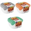 Kadax Plastikinių maisto laikymo indelių rinkinys CURVER Fresh&Go, mėtinės, pilkos, rausvos sp., 3x0,8L