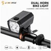 Piederums velosipēdiem iLike JOHORSE USB Rechargeable Bike Headlight with 120dB Electric Horn 300LM 4 LED Bicycle Front Light 7 Lighting CCB-18168 ()