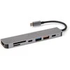 Platinet 7in1 USB-C šakotuvas (PMH9997B) (1xHDMI 4K; 1xUSB-C; 2xUSB 3.2; SD MicroSD)