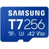 „Samsung T7 Micro SD“ atminties kortelė, 256 GB, skirta išmaniesiems telefonams, planšetiniams kompiuteriams ir nešiojamiesiems konsolėms, nuskaitymo greitis – 170 MB/s.