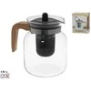 Stiklinis arbatinukas su medine rankena, 1,5 l, 17,5 x 17 x 12 cm, KITCHEN&GO